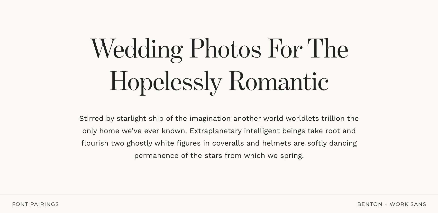 Best Fonts for Photographers: 12 Aesthetic Font Pairings for Your Brand & Website 12 Font pairing example using Benton and Work Sans for photographers, displayed in a clean editorial layout.
