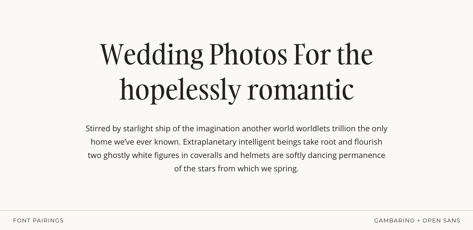 Best Fonts for Photographers: 12 Aesthetic Font Pairings for Your Brand & Website 10 Font pairing example using Gambarino and Open Sans for photographers, displayed in a clean editorial layout.