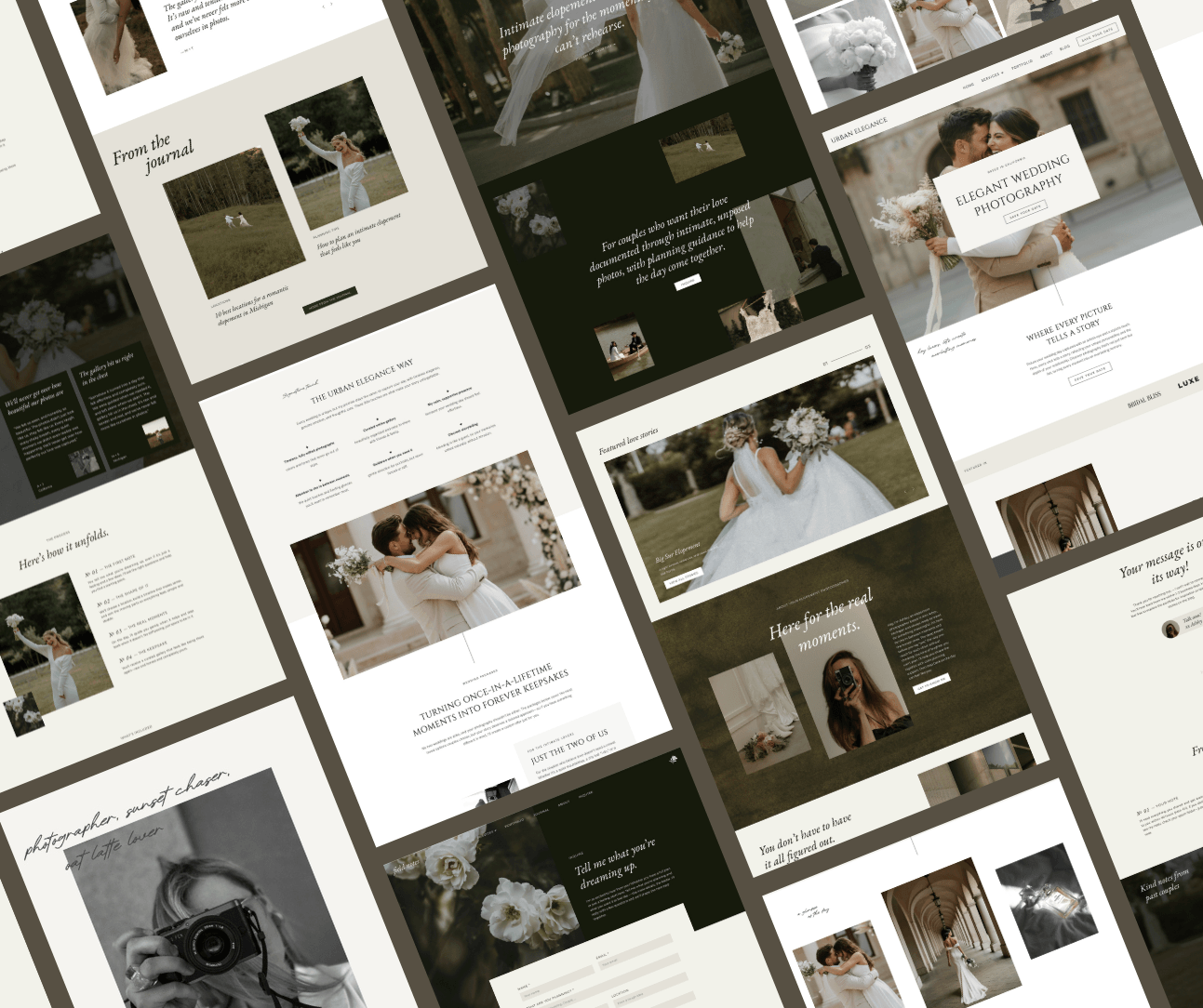 Best Showit website templates for wedding photographers by Studio Wildlight — Field Notes and Urban Elegance template designs