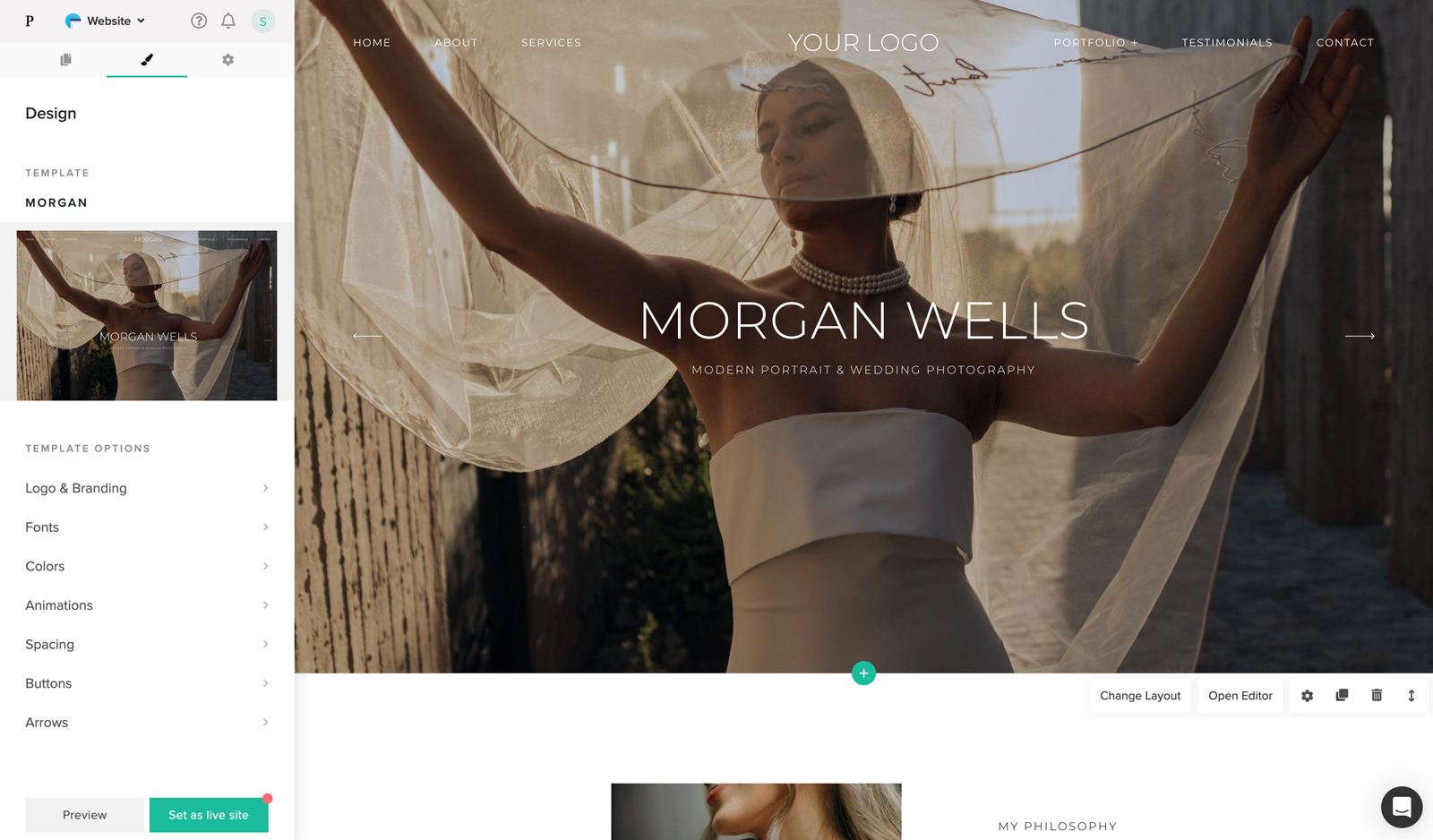 The Best FloThemes Alternatives for Photographers in 2025 3 Pixieset website builder interface shown as an alternative to FloThemes for photographers.