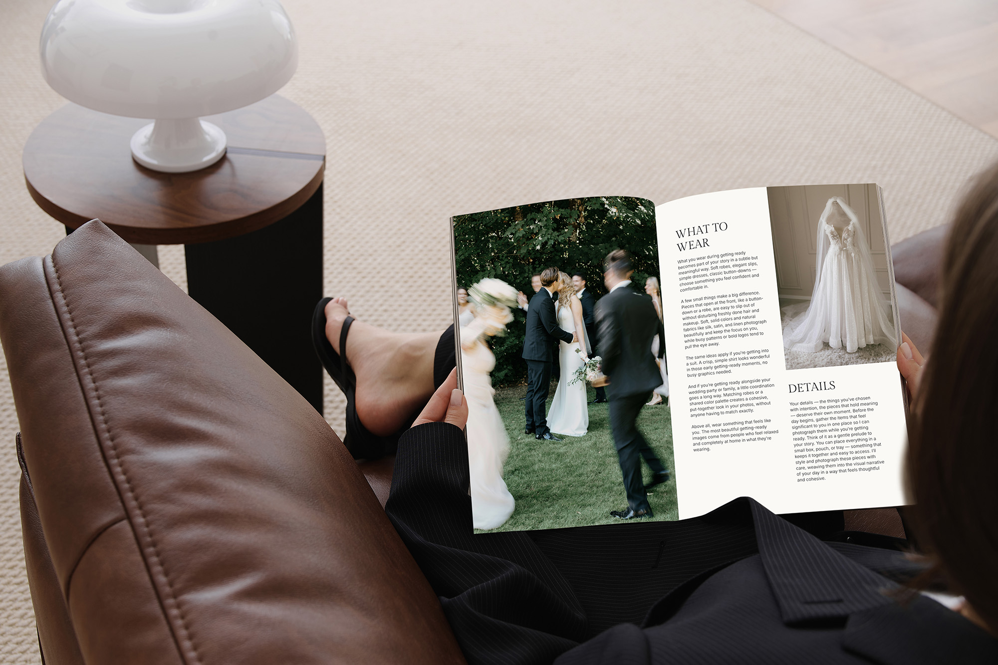 Branded wedding photography welcome guide mockup shown as part of a wedding photographer client experience workflow
