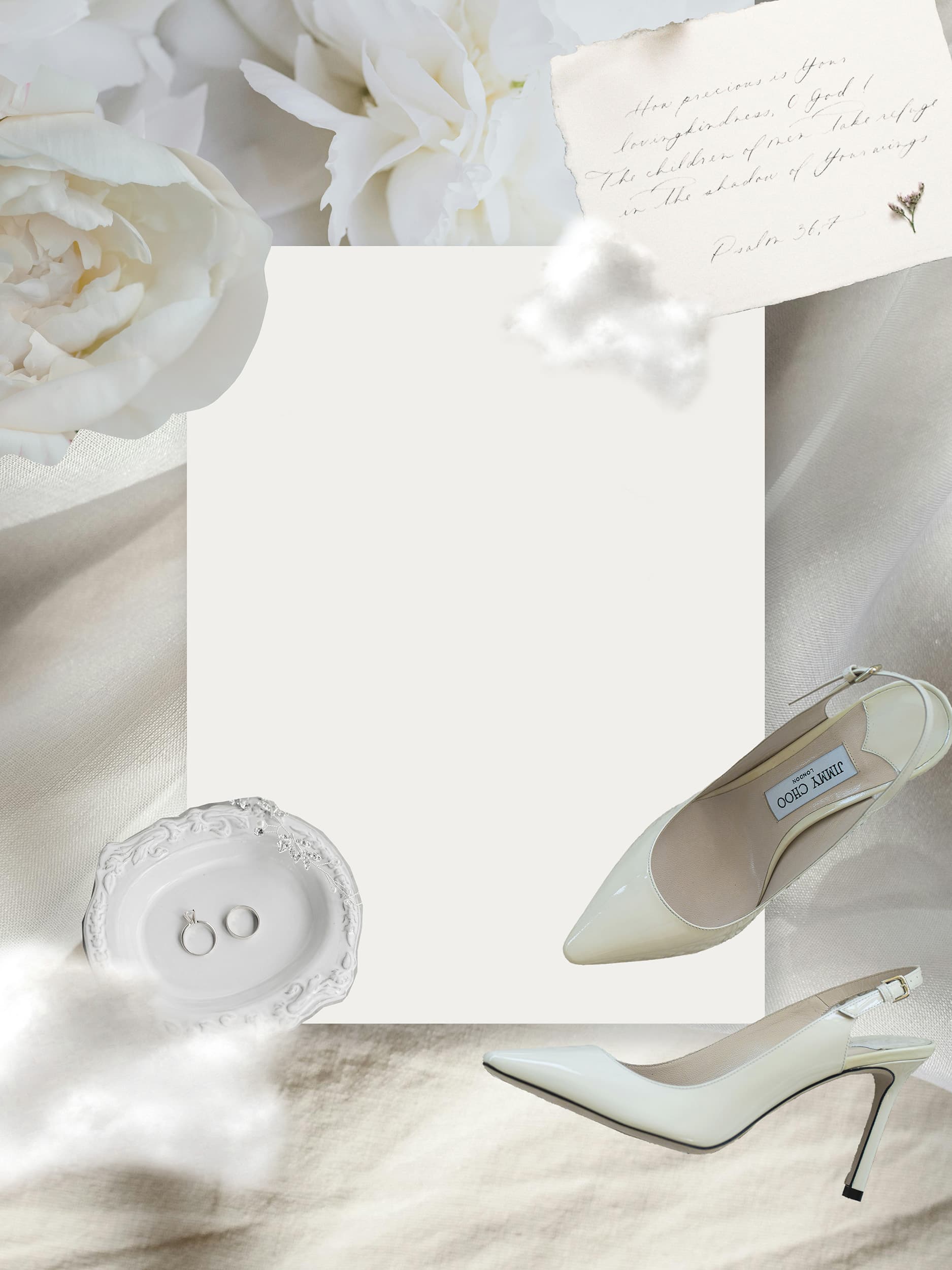 Wedding Trends 2026: What Pantone’s “Cloud Dancer” Means for Weddings & Photographers 1 Editorial collage featuring white wedding elements inspired by Cloud Dancer, showcasing soft neutral tones for the 2026 wedding trends.